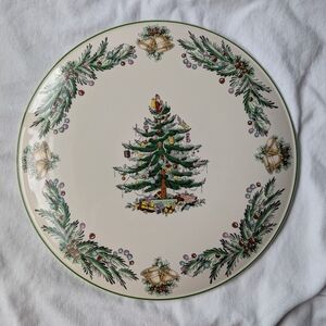Spode Christmas Tree Garland Porcelain Cake Cheese Plate Discontinued